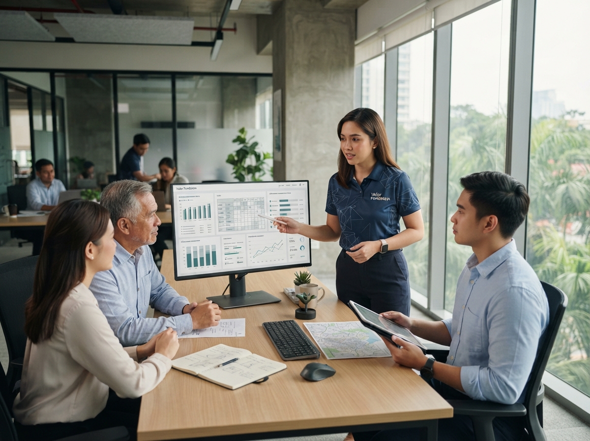 Valor Fondstein analysts reviewing model output on a workstation